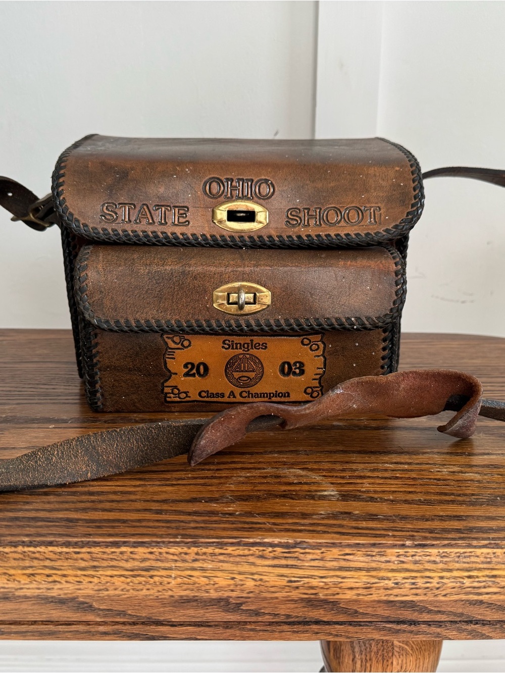 Brown Leather Messenger Bag with Front Compartment
